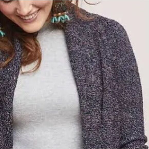 Anthropologie Rosie Neira Marled Collegiate Open Front Cardigan - M - Picture 3 of 15